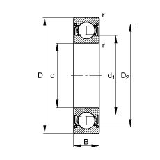 S 6316-2Z, (j) DIN 625-1 ˜ʵҪߴ, ɂ(c)g϶ܷ